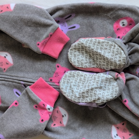 carter's 3-pack fleece zipper footie sleeper pajamas bundle 9 months baby girl - Picture 3 of 10